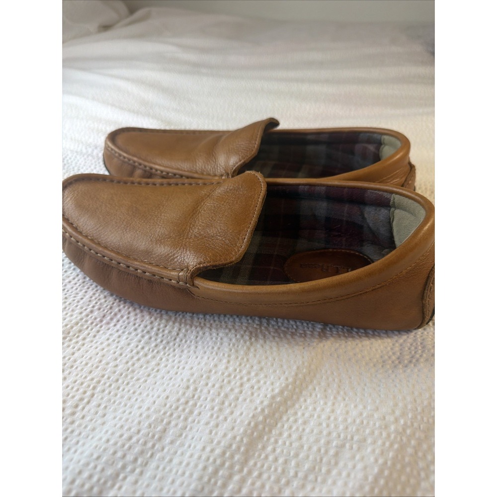 Ll bean Mens Leather Flannel Lined Slippers 12 M